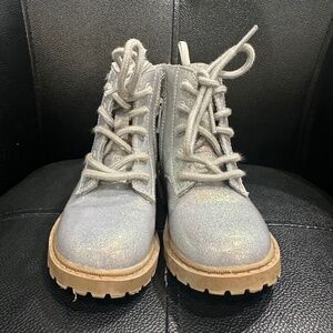 Shiny Faux-Leather Side-Zip Combat Boots for Toddler Girls